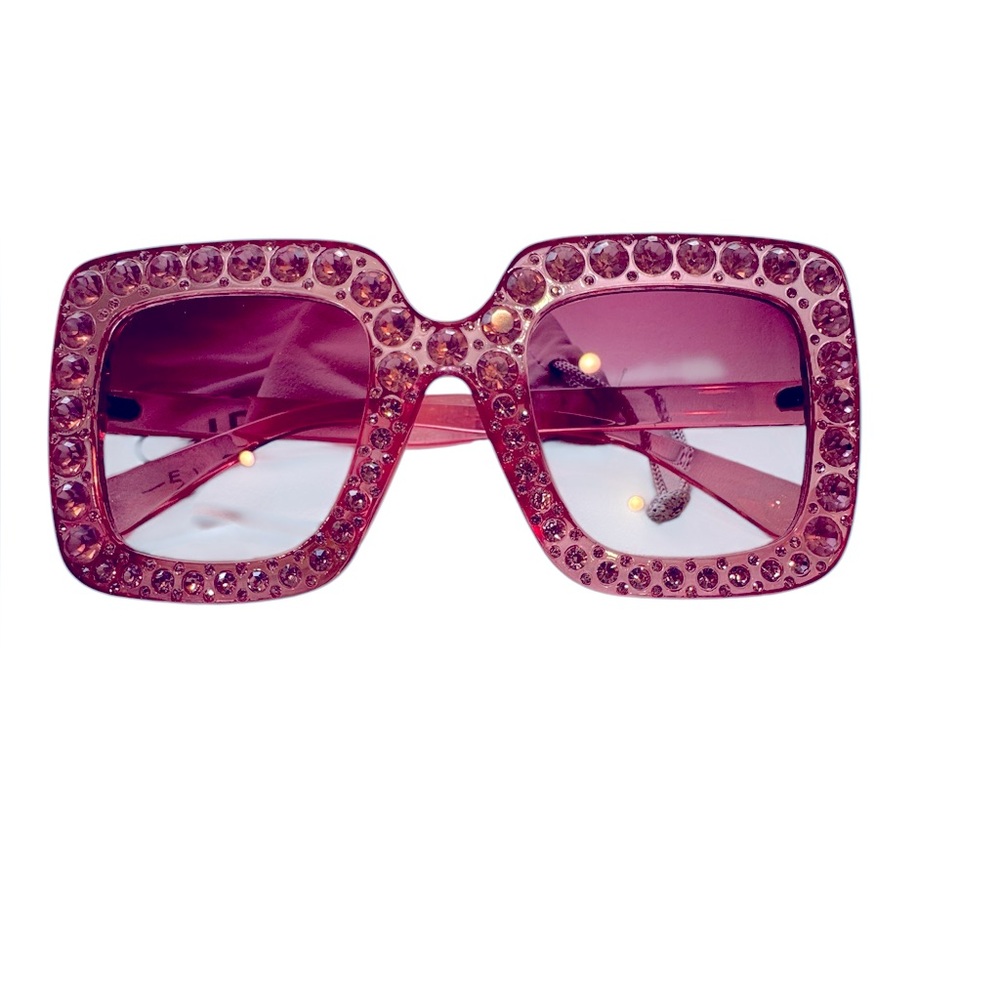 Royal Girl oversized square rhinestone sunglasses in pink. EUC. - Picture 7 of 7